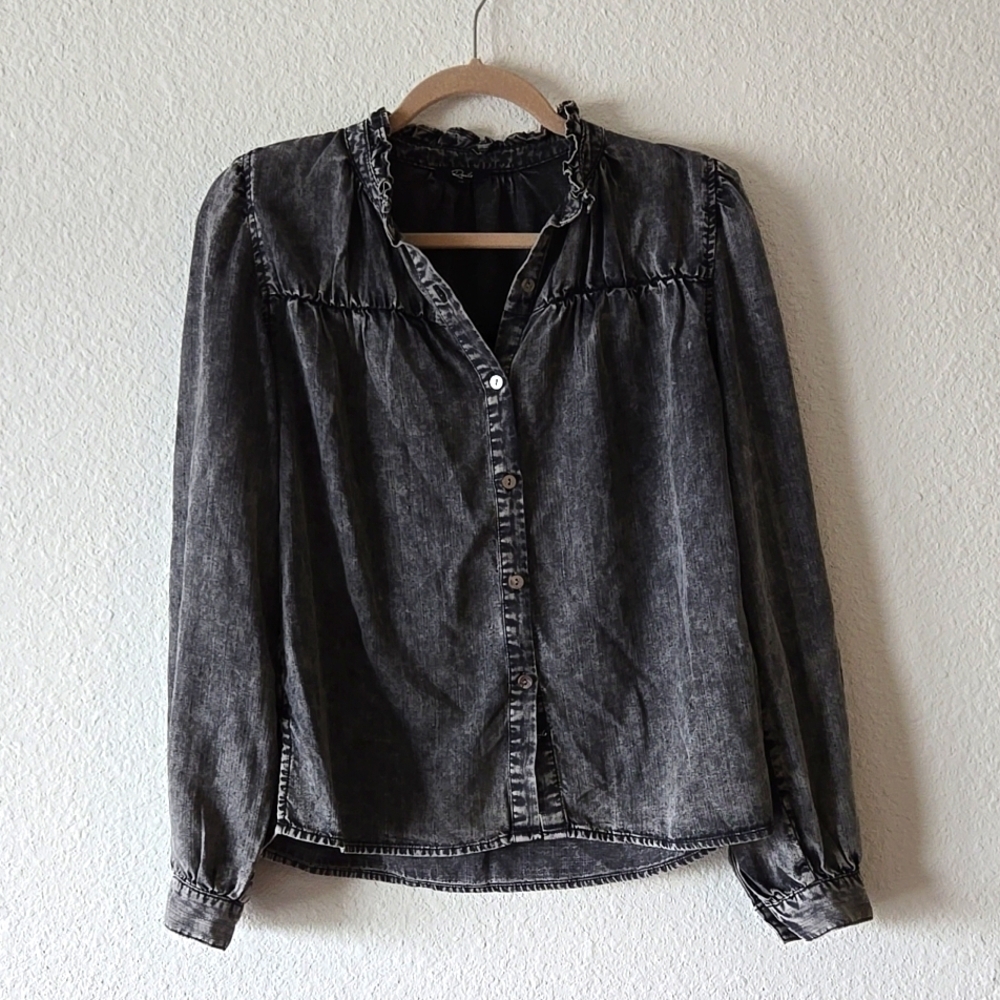 Rails Denim Button Down Long Sleeve Shirt Black W… - image 2